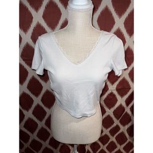 White crop top shirt size S